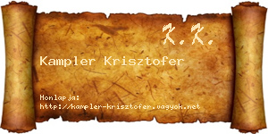 Kampler Krisztofer névjegykártya